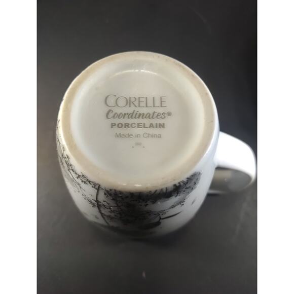 Corelle Coordinates Porcelain Coffee Cup Mug Lot Of 4 White Gray Flowers - Picture 13 of 14